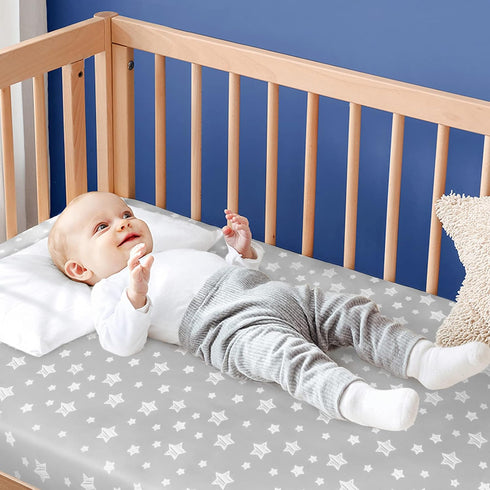 4 Pack, Set, Crib Sheets for Boys or Girls Fitted Crib Sheet for Standard Size Crib and Toddler Mattresses, Soft