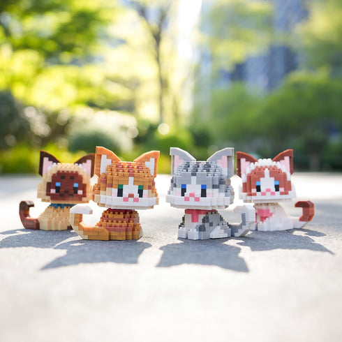 Myweyde 381Pcs) Cow Cat Building Blocks - Mini Orange, Ragdoll, Tricolor, White, and Lucky Black Micro Bricks (Ragdoll