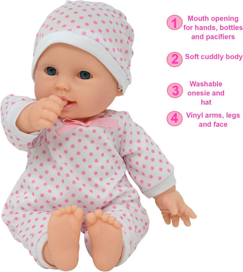 11-Inch Set Caucasian Soft Body Baby Doll Gift with Pacifier