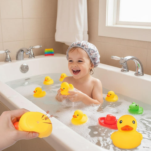 Ensbelei 20Pack, Yellow Rubber Ducks Bath Toys Bathtub Floating Squeaky Duck Bulk Baby Preschool Bath Toy for Baby