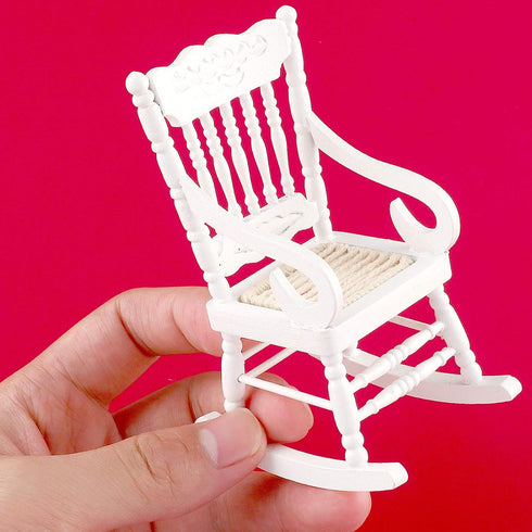 Jetec 2 Pcs Doll House Wooden Chairs - 1:12 Miniature Rocking Chair for Christmas Dollhouse Accessories, Living Room