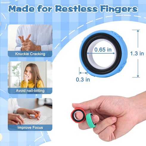 Little worm (35pcs) Finger Spinner Rings for Kids, Sensory Fidget Toys - Quiet Spinning & Rolling Anxiety Relief Rings