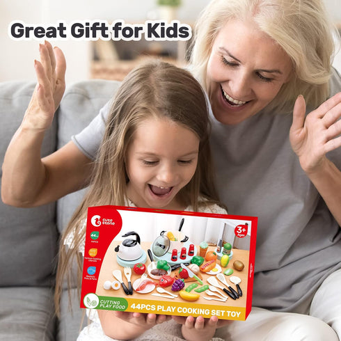 CUTE STONE Play Kitchen Accessories Toy - Play Food Sets for Kids Kitchen, Toddler Kitchen Playset