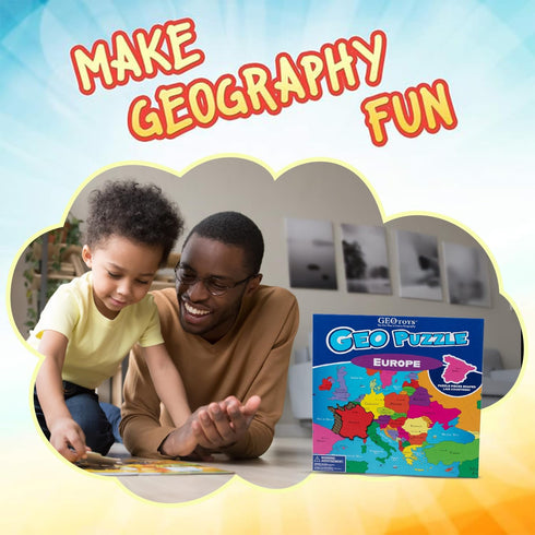 58 6-9, GeoToys GeoPuzzle, Europe Jigsaw Puzzles, Pc Geography Game & Map Puzzle, Educational Games & Kids Learning