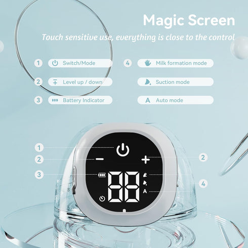 KISSBOBO MOM (ABP-1306),3 9 21MM Wearable Breast Pump Modes Levels with LED Dispaly, Low Noise Painless Rechargeable