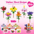 Deerher 24 Pack Prepacked Valentines Day Gifts for Kids - Valentine's Day Cards with Flower Building Blocks Crafts