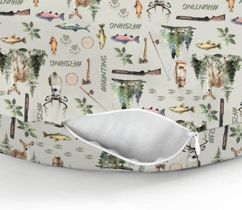Fishing Hunting Baby Nursing Pillow Covers for Boy Girl Bass Fish Deer Paws Green Trees Nursery Pillowcase