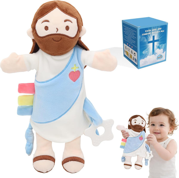 Yelakey Baby Lovey with Teether, Jesus Security Blanket with Crinkle Tags, Soft