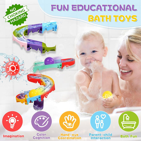 1-3 3-5 1 2 3 4 5 6 Fajiabao Toddler Bath Toys for Kids Ages Bathtub Toys DIY Slippery Slide Track Fun Baby Shower Toys