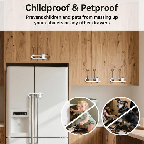 Locks,6 Pack Cabinet Locks Baby Proofing,Child Proof Cabinet Adjustable U Shaped Baby Proofing Cabinets,Child Locks