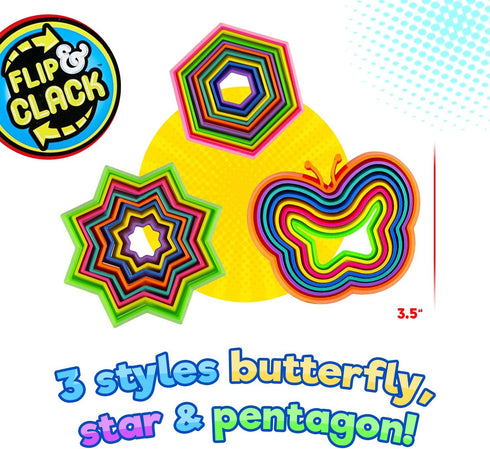 JA-RU Shapes Fidget Toys Flip & Crack - 3 Packs Magic Fidget Rattle Toy for Kids & Toddler, Stress Relief