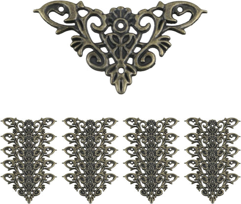 Geesatis 20-Pack Antique Bronze Corner Protectors - Decorative Edge Guards for Photo, Books, Jewelry Boxes