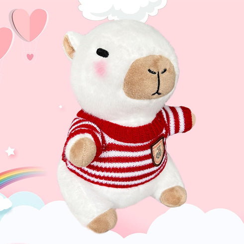 Capybara Plush Toy with 7 Pcs Clothes & Accessories, Cute Stuffed Animal with Outfits (white)