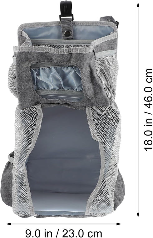 Hanging Diaper Pouch Organizer for Nursery Large Gray Snowflake Fabric Crib Storage Bag Cloth Diapers Holder