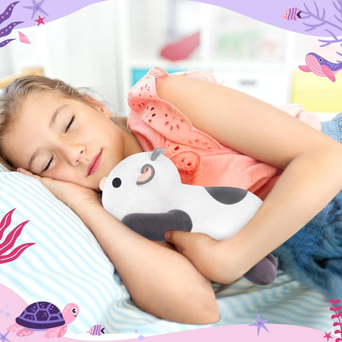 Cute Cow Plush Pillow, Kawaii White Cow Stuffed Toy, Squishy Cuddle Plush Pillow for Boys & Girls