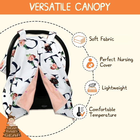 40" 30" Dear Baby Gear Baby Car Seat Canopy Snap Button Opening - Carseat Canopy for Daily Use - Cover for Newborn Car