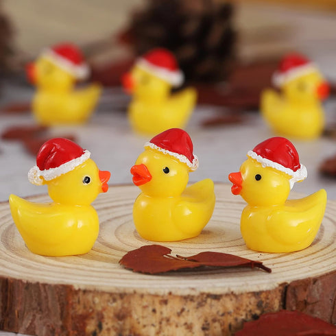 kapeiluo 50Pcs Mini Resin Ducks, Mini Christmas Ducks Miniature Duck Figures Ornament for Craft, Dollhouse, Garden