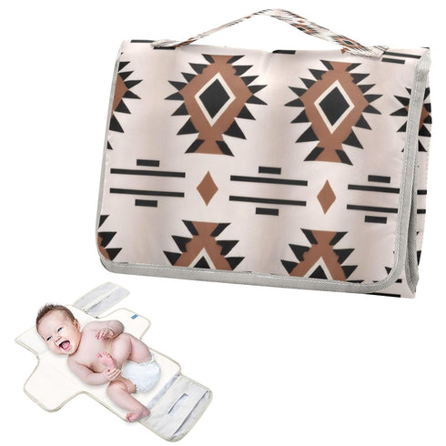 WELLDAY Western Aztec Geometric Baby Changing Pad - Waterproof Diaper Changing Pad with Built-in Pillow - Portable