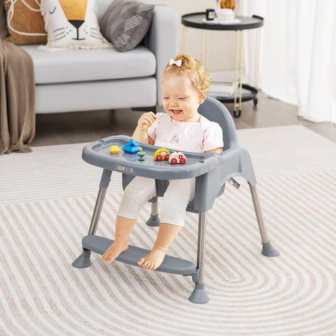 4 1 6-36 BABY JOY Baby High Chair, in Convertible High Chair with Adjustable Legs, Double Removable Tray, Safety