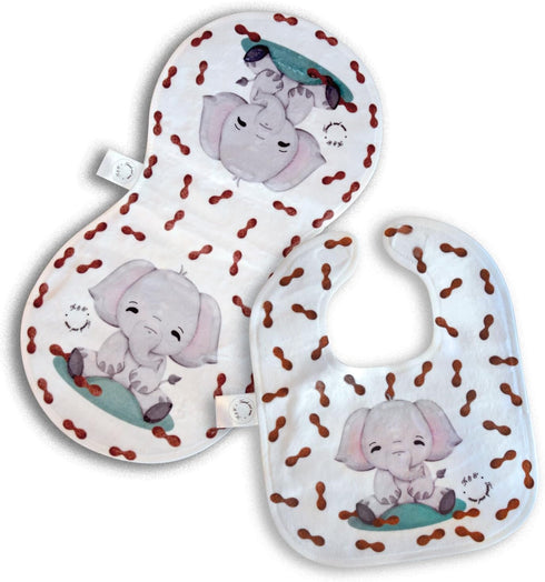 K & C Baby Bib and Burp Cloth Set - Soft Plush Bibs and Burp Cloths, 2 Pack