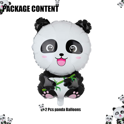 2 Pcs Panda Large Mylar Foil Balloons, Jungle Safari Animals Theme Birthday Party Decorations, Kids Gift Shower Decor
