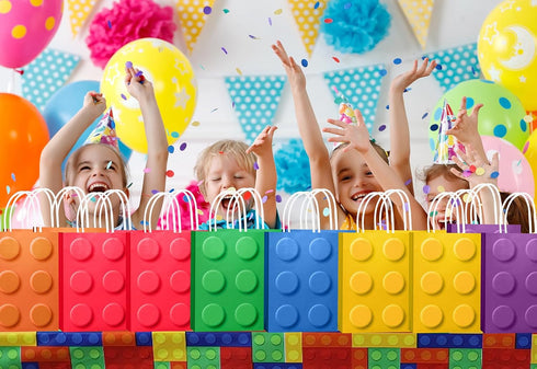 YOTNUS 24 Pcs Building Block Party-Favor Gift Bags, Small Gift Bags with Handles for Birthday Party Decoration