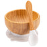 Baby Bamboo Bowls with Suction and Matching Spoon Set, 3 Piece Feeding Supplies for Infant and Toddlers