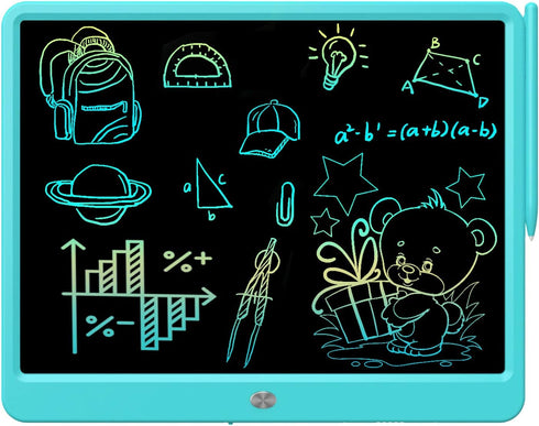 FLUESTON 15 Inch LCD Writing Tablet - Colorful Doodle Board for Kids 3-8, Educational Learning Travel Birthday Gift,