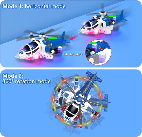 360Freedom 3 4 5 Helicopter Toy for Toddlers With Lights And Sounds, And Operated Automatic Bump Autism Sensory Light