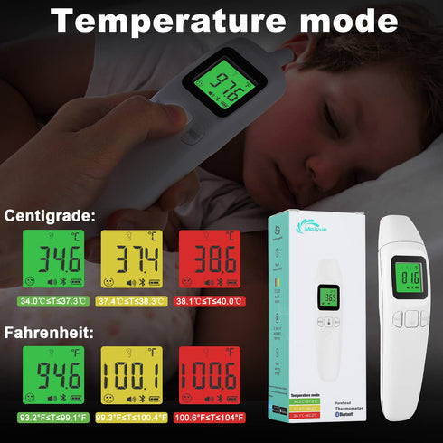 Forehead Thermometer Bluetooth for Adults and Kids, Wireless Connected Smartphone Thermometer