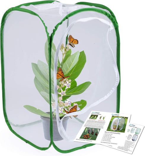 23.6" Large Butterfly Habitat Insect Cage, Caterpillars Enclosure with 6 Mesh Panels, 15.7 x 15.7 x 23.6 Inches