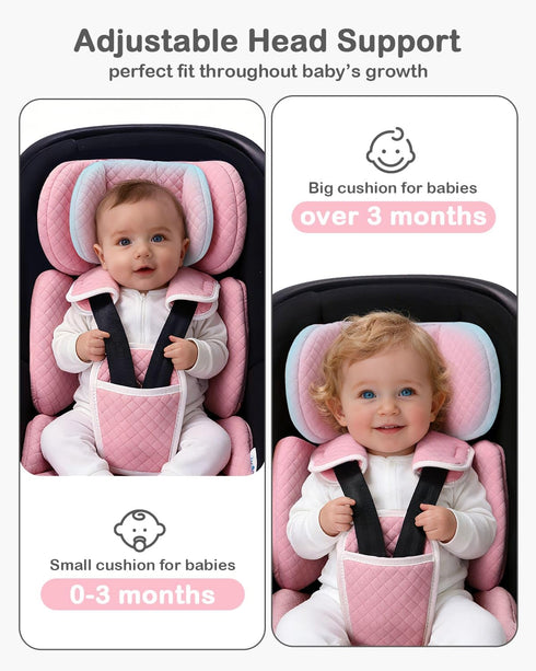 Infant Car Seat Insert Adjustable Head Support for Preemie Newborn Toddler, Reversible Baby Head Body Support Cushion