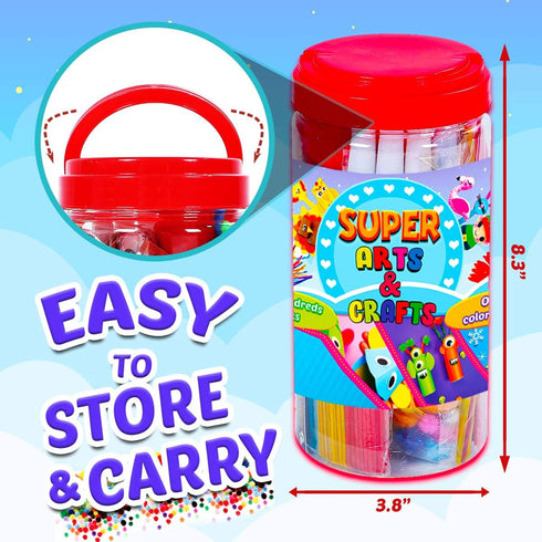 Goody King Arts and Crafts Supplies for Kids, Craft Art Supply Jar Kit for Ages 4-10, Collage Arts Set for Toddlers