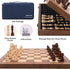 Ajedrez Set, 15" 2 Magnetic Wooden Chess Walnut Folding Chess Board with Handcrafted Pieces Extra Queens, Portable