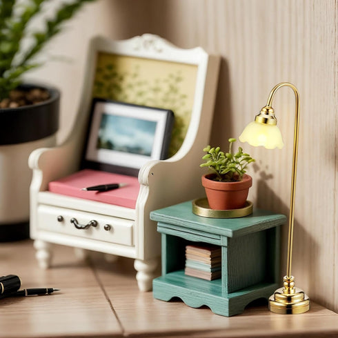 1/12 (0.6X4.1 Inches) Mini Dollhouse Lamp Scale Light Miniature Small Table Lamp Dollhouse Accessories