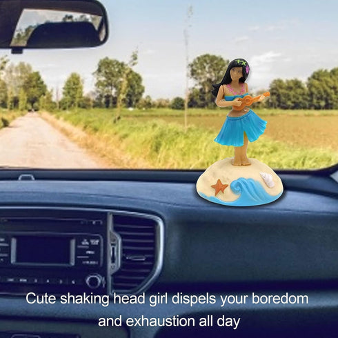Solar Powered Dancing Figures Decoration - Hula Girl Shaking Head Ornaments for Car Dashboard Interior