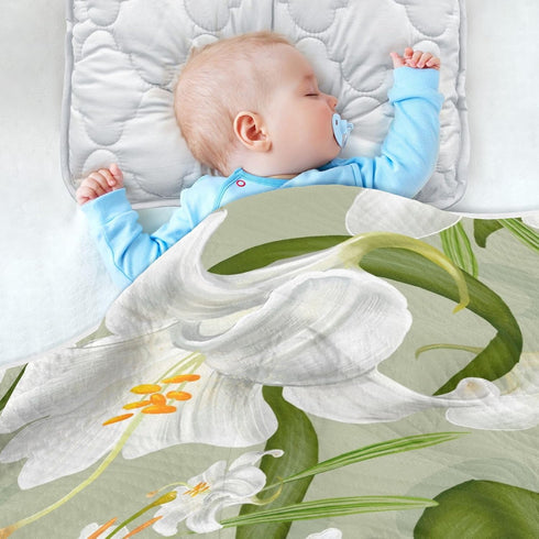 BOESI 30 40 Inches Lily Flowers Baby Blanket, Toddler Blanket, Soft and Comfortable, Unisex, for Crib, Stroller