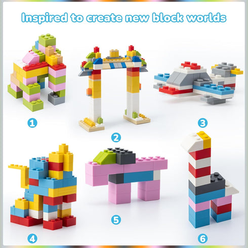 1500 Piece Building Bricks, Bulk Classic Building Blocks Basic Box, Compatible with Major Brands, 12 Colors
