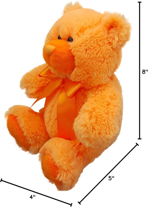 8" Colorful Cutie Bear Plush, Orange