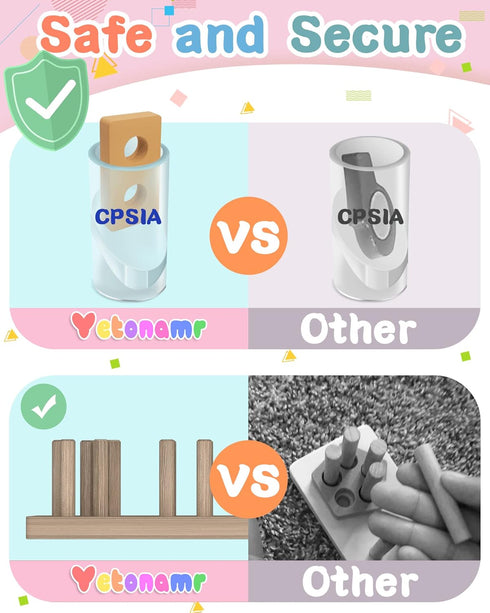 Montessori Toys for 1 2 3 Years Old, Wooden Sorting and Stacking Educational Learning Toy for Kids