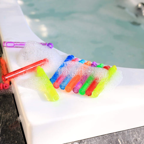 Bubble Wands Party Favors - Pack of 64 Mini Neon Bubble Wands, Non-Toxic Kids’ Bath Toy