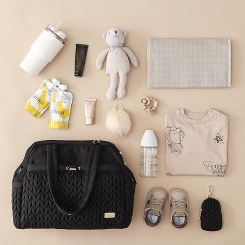 Asha Travel Diaper Bag Tote - Versatile Shoulder Bag with Stroller Clips