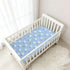 miaozhen 1 Pack 52x28 Cotton Baby Crib Sheets Comfy Breathable White Daisy Flower Pastel Blue Crib Mattress Sheet