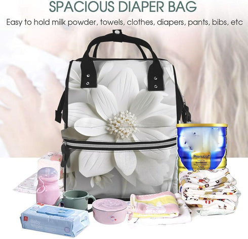 FHEDVBN Backpack Mummy Backpacks Daypack Flower Diaper Bag for Women Multifunction Waterproof for Mom Dad, Large