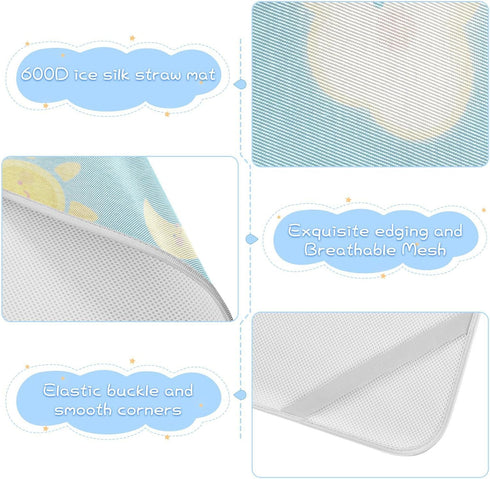 SyXIOP 28" 52" Blue White Clouds and Rainbow Cooling Baby Waterproof Crib Mattress Cover x Breathable Bed Pads Washable