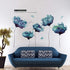 RW-2003 Removable 3D Blue Dream Flower Wall Stickers, DIY Home Wall Decoration Art Decor for Kids Bedroom and Nursery