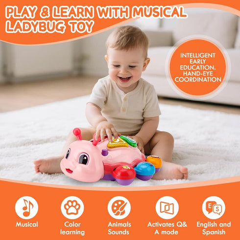 6-12 Tummy Baby Toys Months, Crawling Musical Baby Toy with Obstacle Avoidance, Lights & Music, Interactive Time