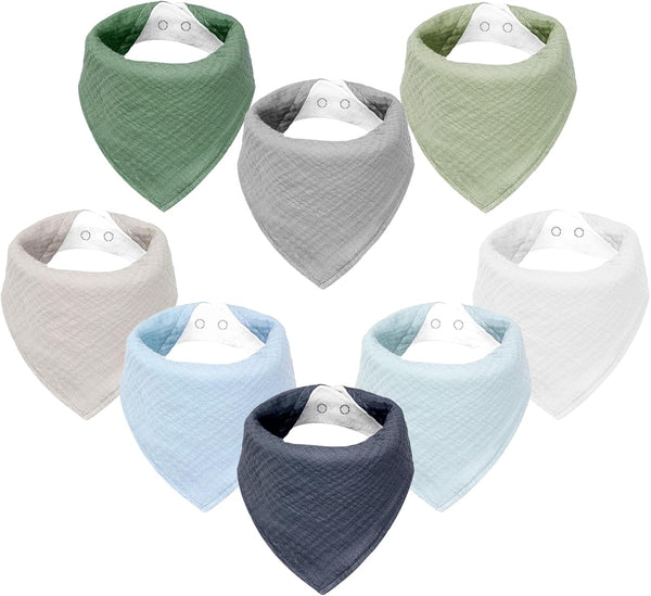 100% Cotton Baby Bibs, Muslin Bibs for Drooling & Teething, Suitable for Boys & Girls