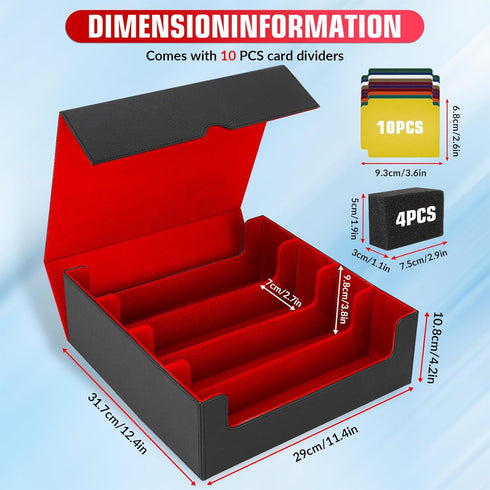 AOBOPLE 2400+ Trading Card Storage Box - 4 Rows Card Deck Case with 10 Pcs Card Dividers for Magic Commander YugiOh TCG