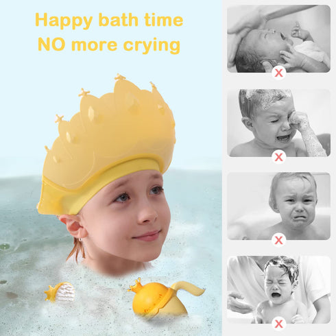 Thcbme set 0-9 Baby Shower Cap Shield, Baby bath shower cap/water cup/massage brush,Visor Hat for Eye and Ear